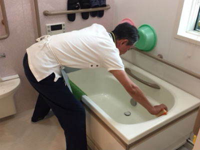 老人介護施設での清掃